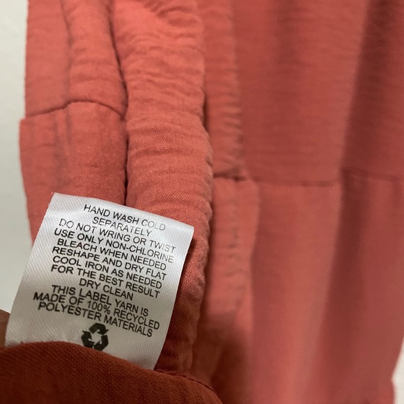 Lucky Brand Rust Textured Tiered Midi Dress Tassel Tie Neck Women's M boho sunny - Picture 7 of 7